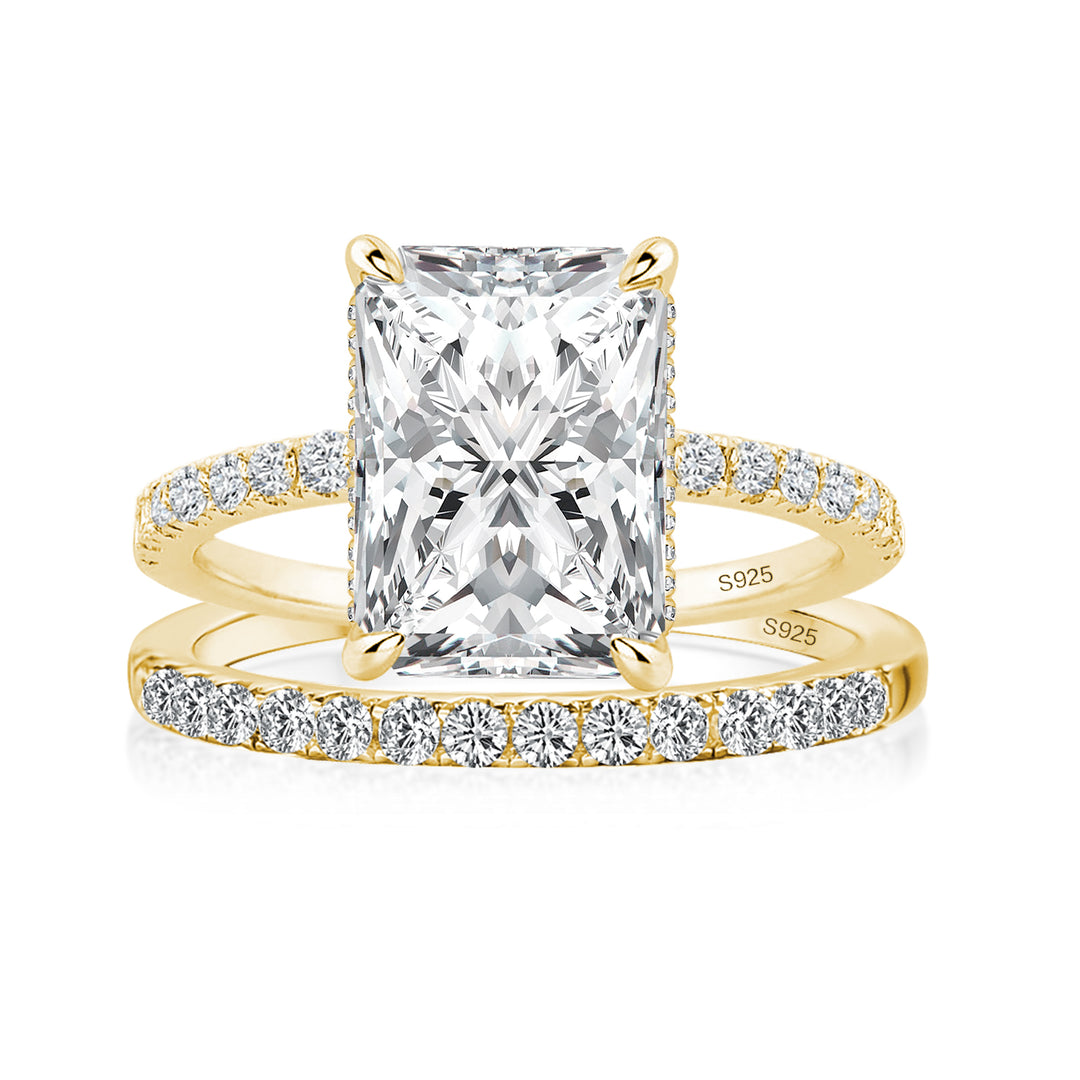 Rodiffy Moissanite 3.5 Ct Radiant Cut Yellow Gold Wedding Ring For Women