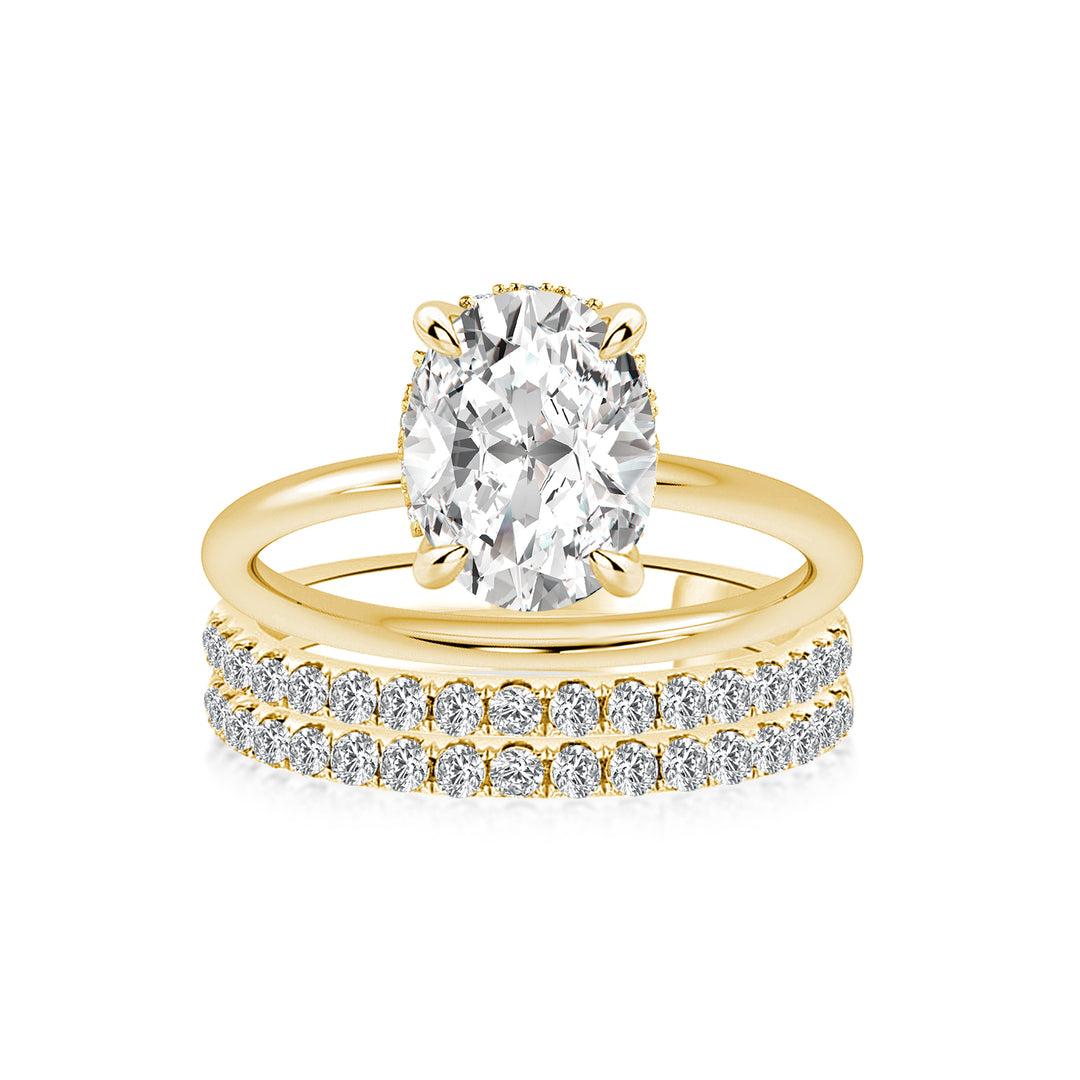 Moissanite Solitaire 2.0 Ct Oval Cut Yellow Gold Wedding Ring Set