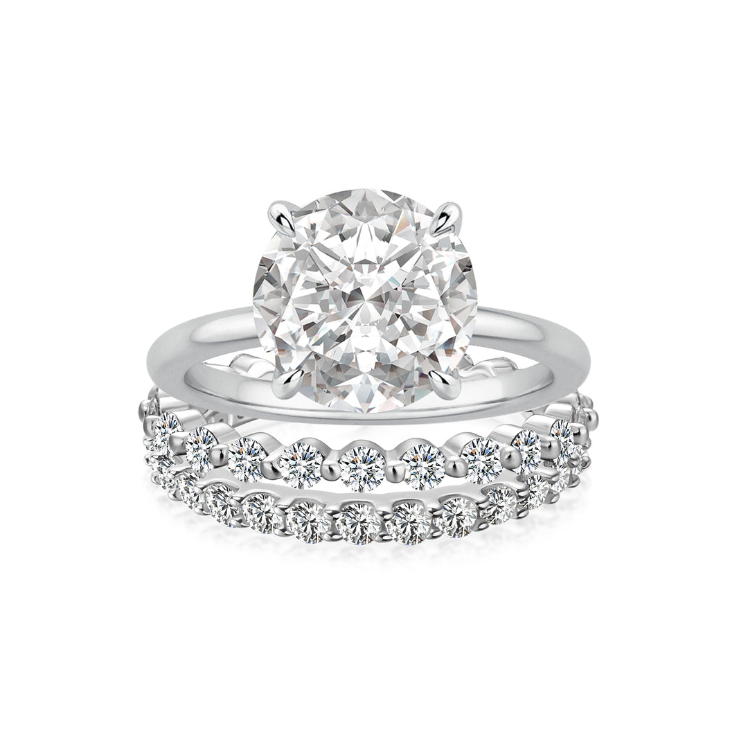 Moissanite Solitaire 2.0 Ct Round Cut White Gold Engagement Ring with Round & Marquise Accents Bands