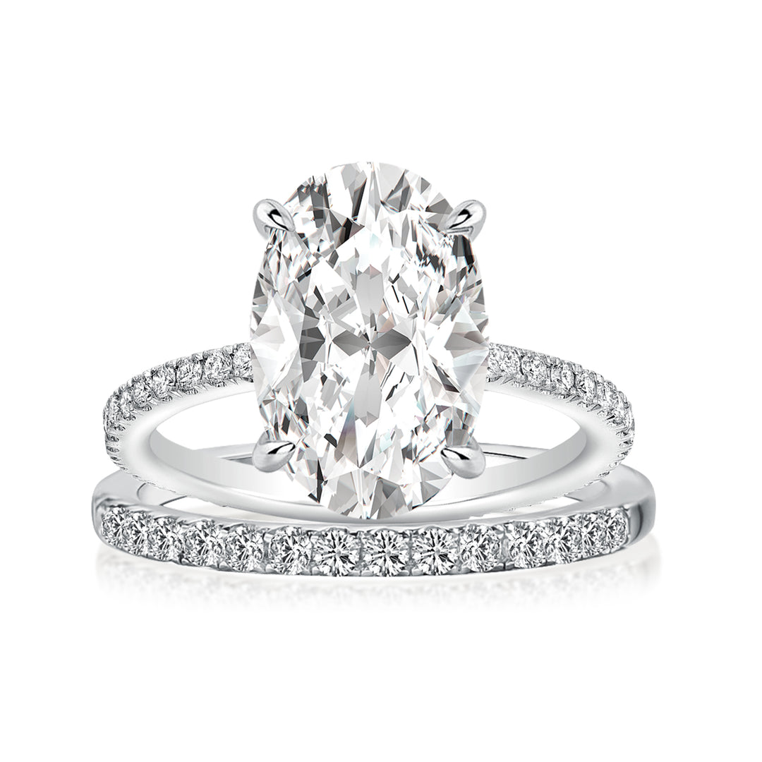 Rodiffy Moissanite 4.0 Ct Oval Cut White Gold Wedding Ring For Women