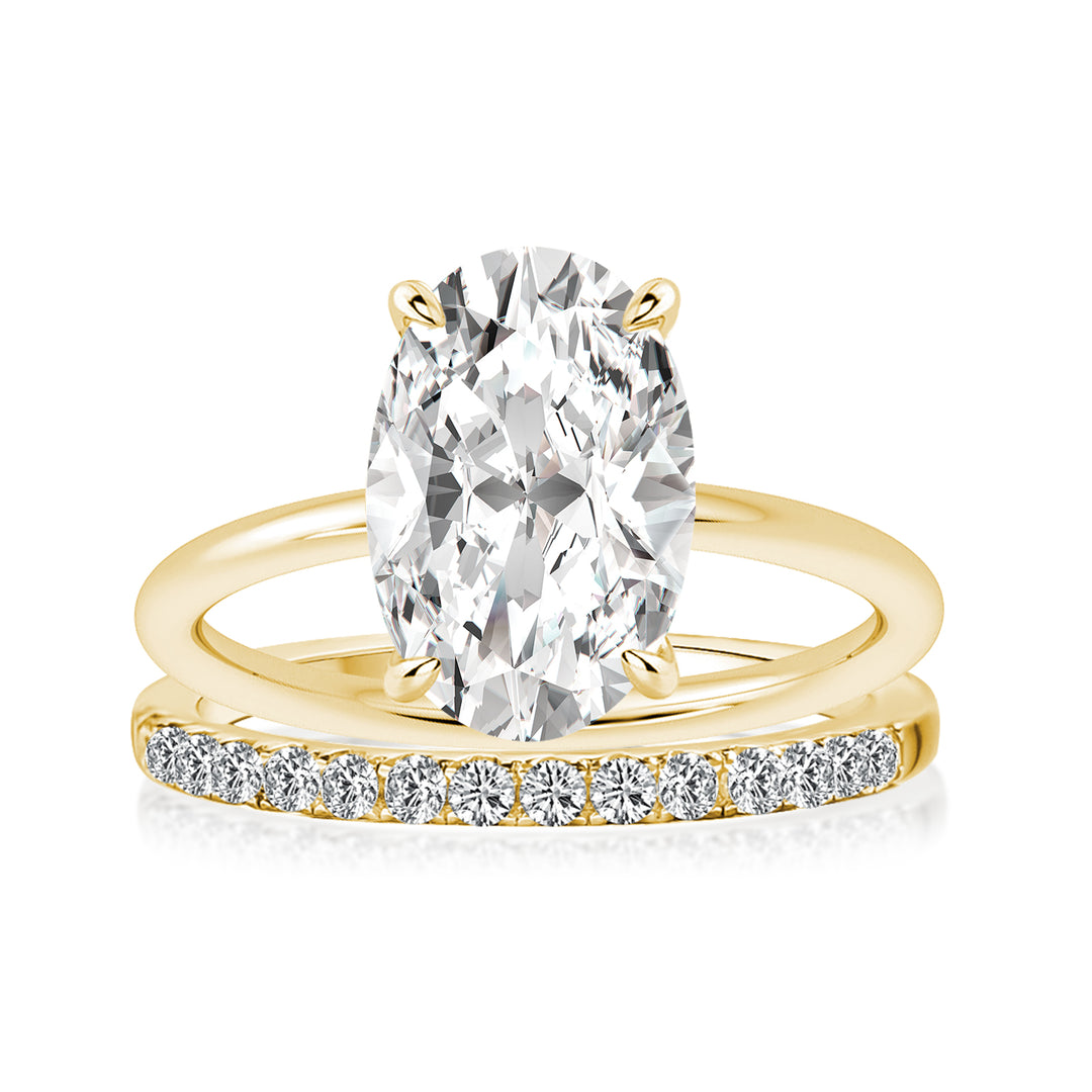 Rodiffy Moissanite 4.0 Ct Hidden Halo Solitaire Oval Cut Yellow Gold Wedding Ring