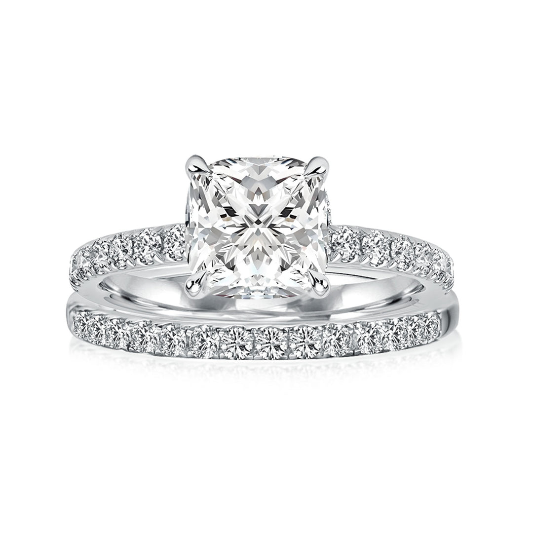 Rodiffy Moissanite 2.0Ct Square Cushion Cut White Gold Wedding Ring For Women