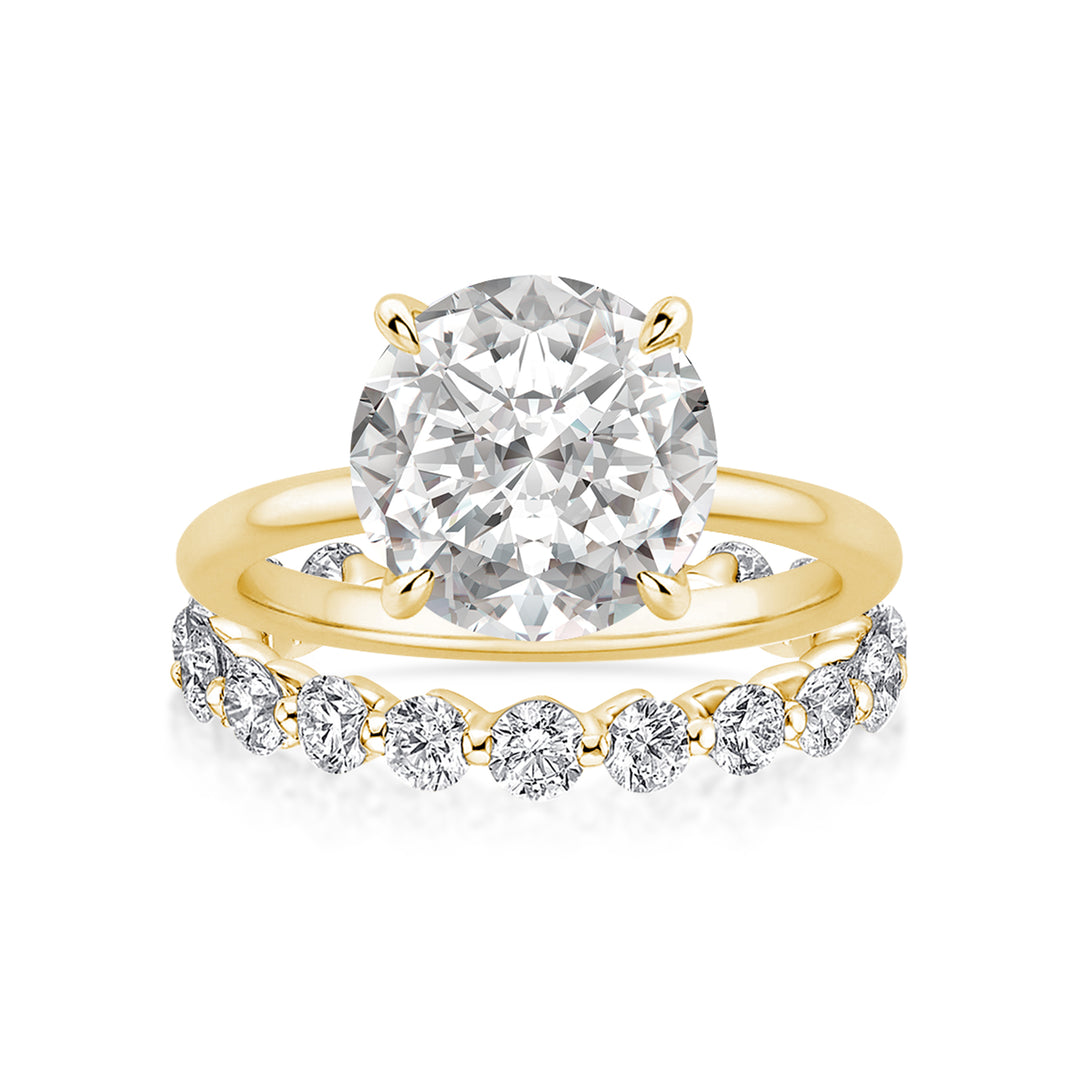 Moissanite 2.0 Ct Solitaire Round Cut Yellow Gold Wedding Ring Set Eternity Moissanite Diamond Ring