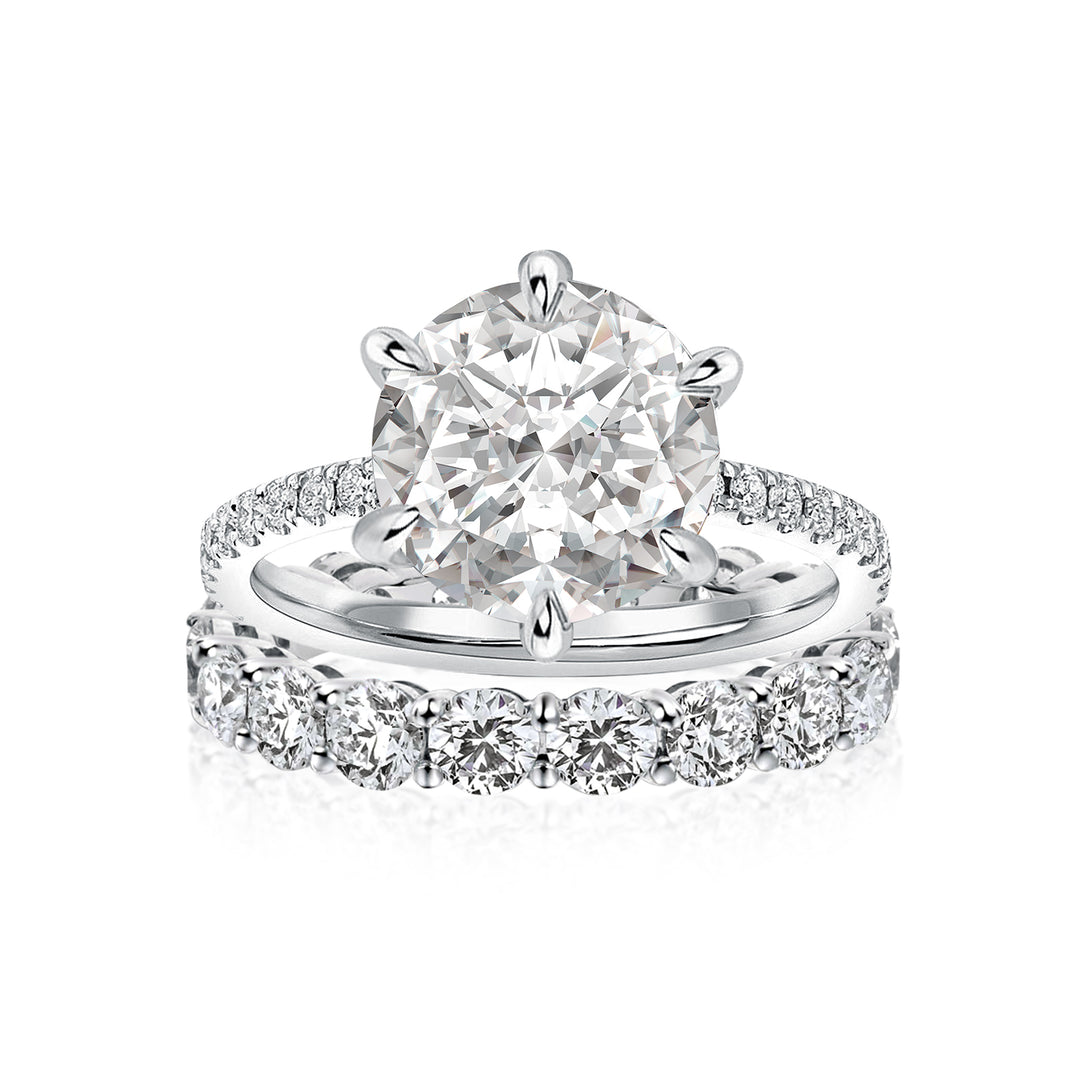 Moissanite 3.0Ct Round Cut White Gold Wedding Ring Set