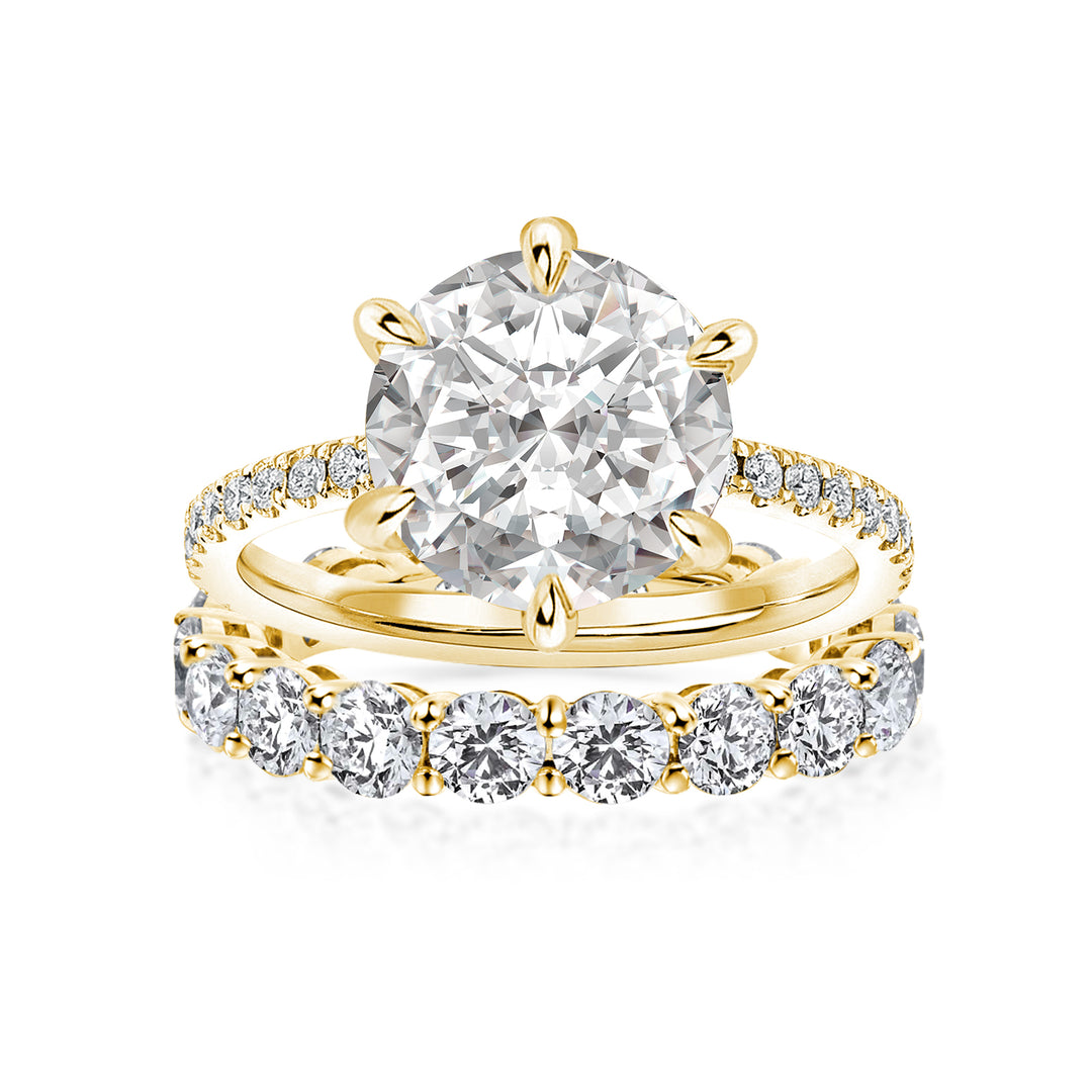 Moissanite 3.0Ct Round Cut Yellow Gold Wedding Ring Set