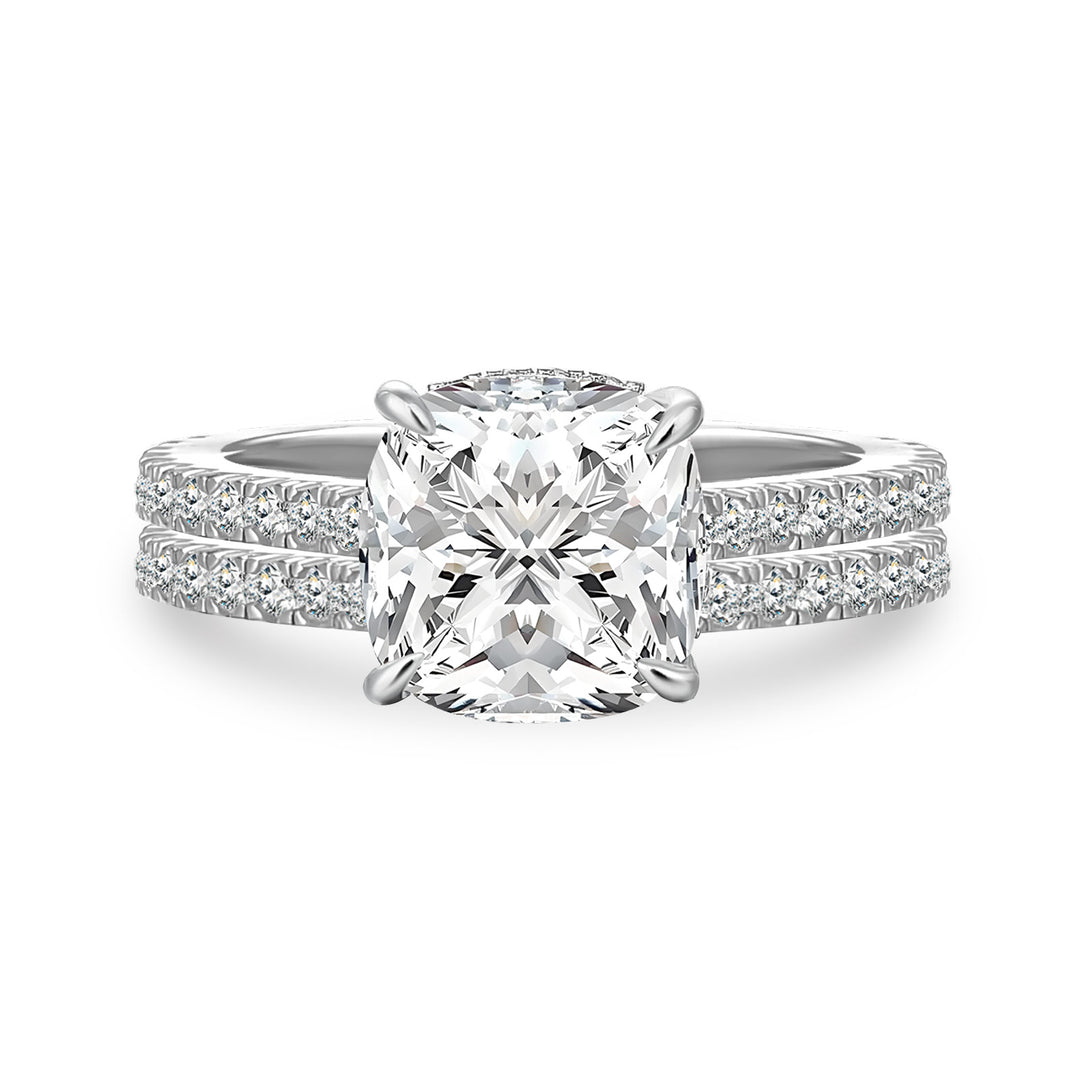 Moissanite 2.5Ct Cushion Cut White Gold Bridal Wedding Ring Set