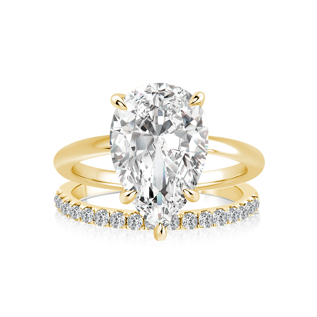 Moissanite Solitaire 4.0Ct Pear Cut Yellow Gold Women's Wedding Ring Set
