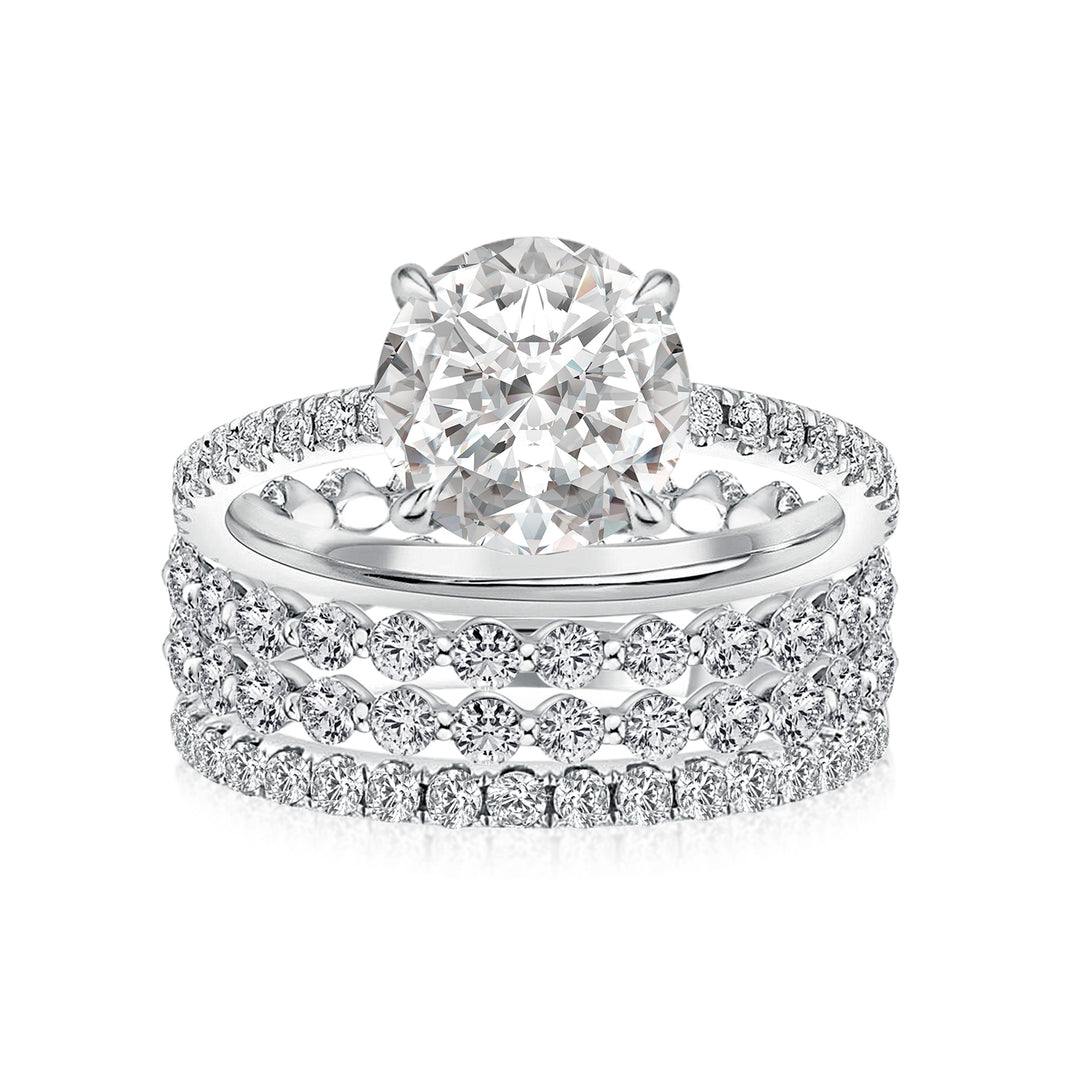 Moissanite 2.0Ct Round Cut White Gold Wedding Ring Set