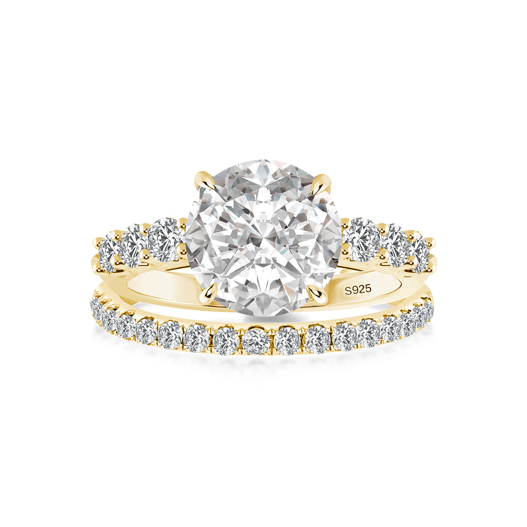 4.0 Ct Round Cut Yellow Gold Moissanite Diamond Wedding Ring