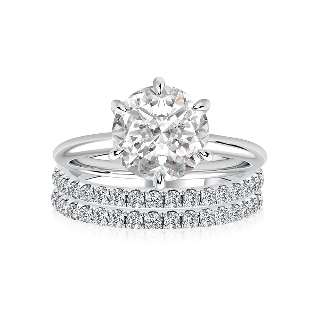 Solitaire 2.0 Ct Round Cut 3PC White Gold Moissanite Diamond Wedding Ring