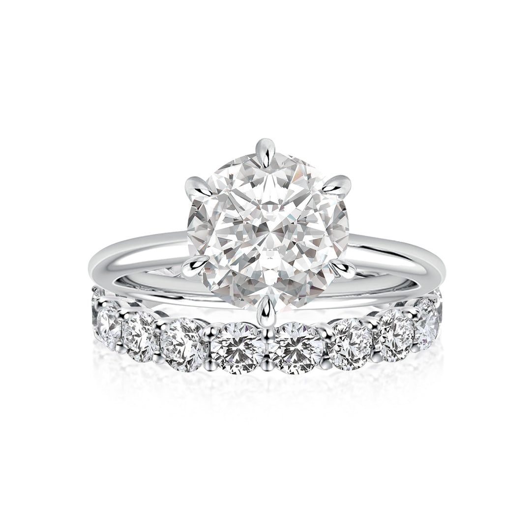 Solitaire 2.0 Ct 6 Prong Round Cut Moissanite Diamond Wedding Ring