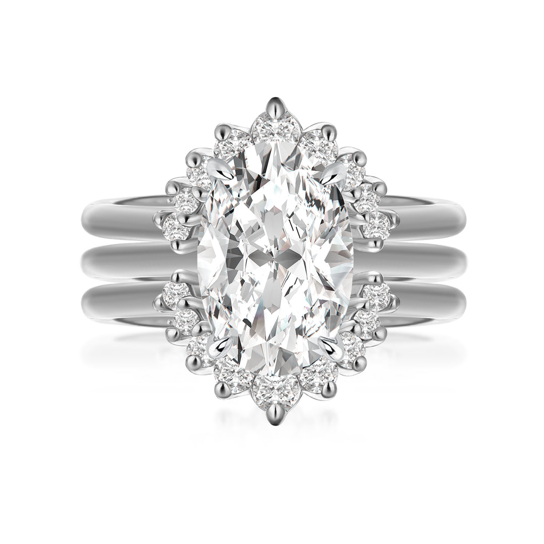 Moissanite 4.0Ct Solitaire Oval Cut White Gold Wedding Ring Set