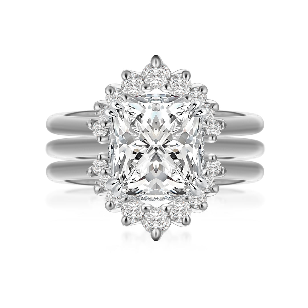 Moissanite 4.5Ct Cushion Cut White Gold Wedding Ring Set