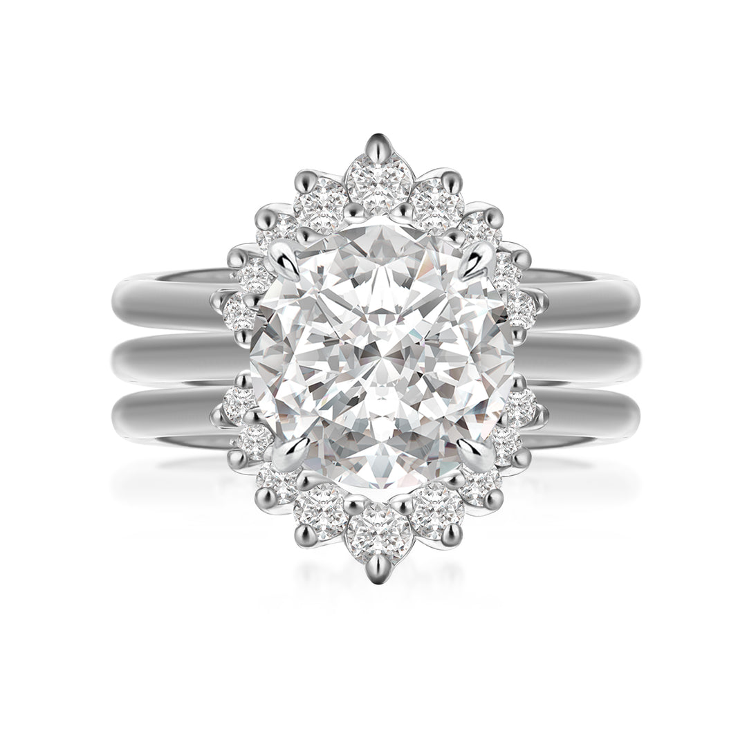 Moissanite 2.0Ct Solitaire Round Cut White Gold Wedding Ring Set
