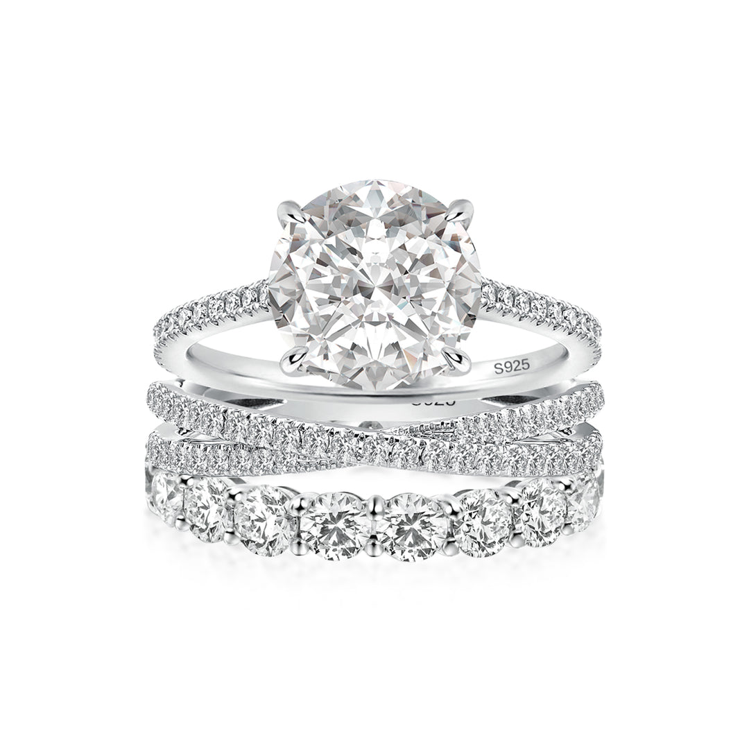 4.0 Ct Round Cut Moissanite Diamond Wedding Ring with Twist Bands