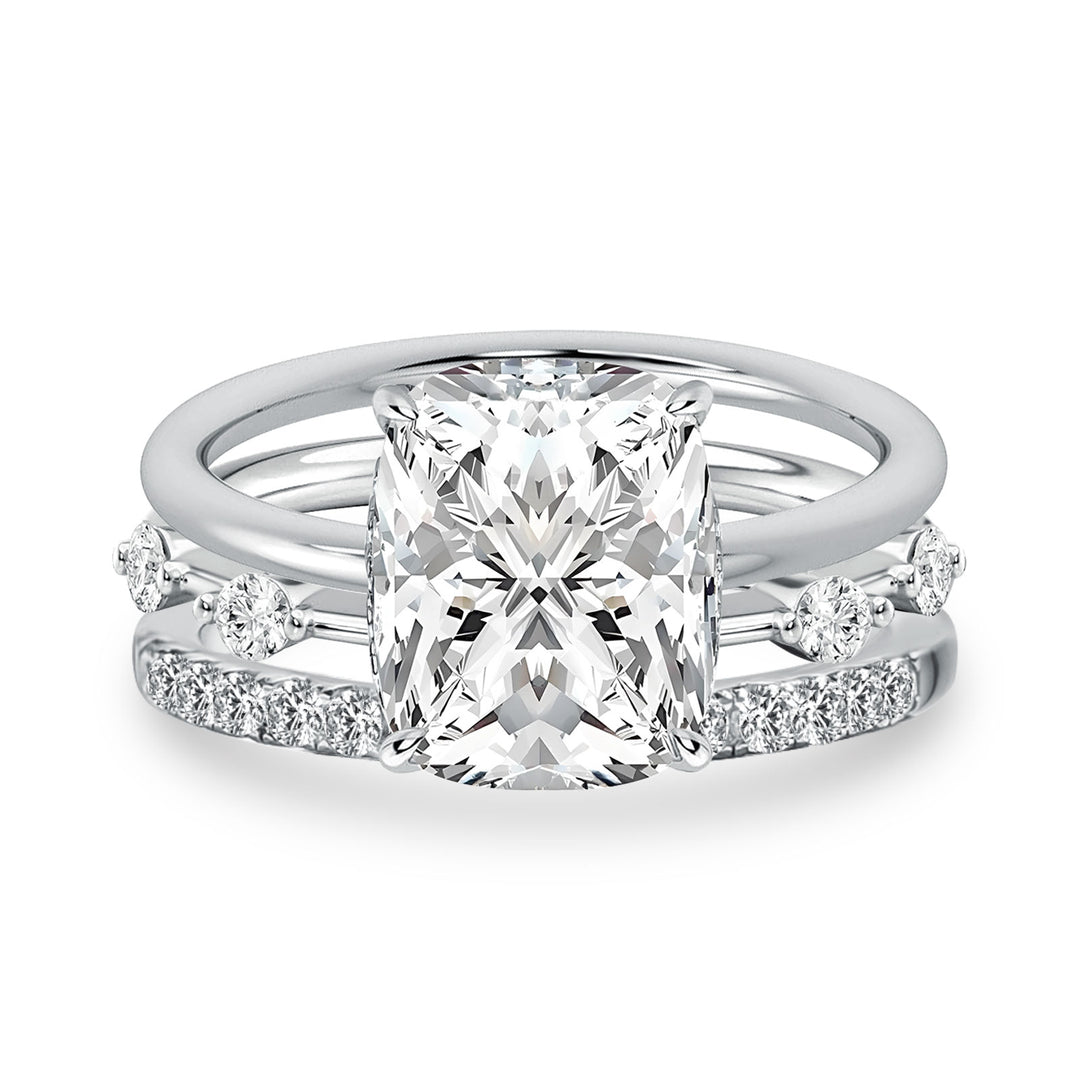 Moissanite 4.0Ct Cushion Cut Solitaire White Gold 3PC Wedding Ring Set