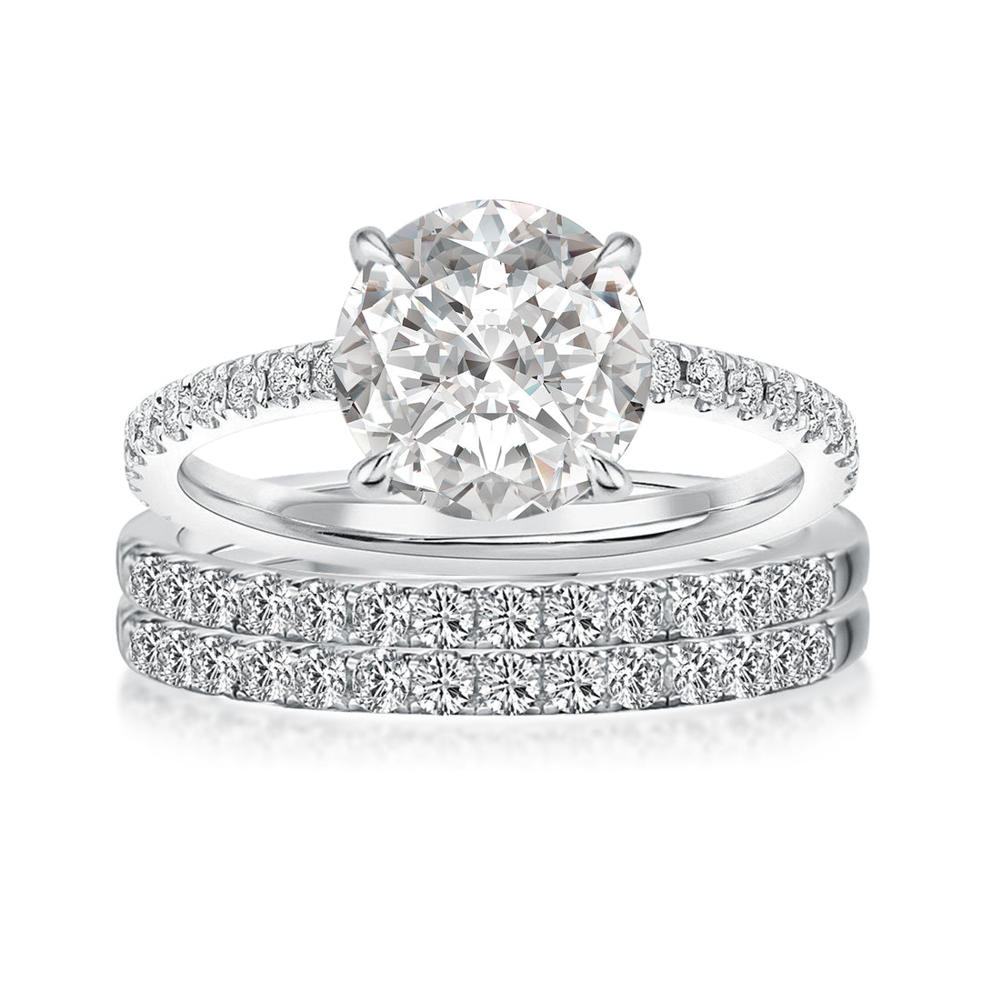Rodiffy Moissanite 2.0 Ct Round Cut Wedding Ring Set For Women