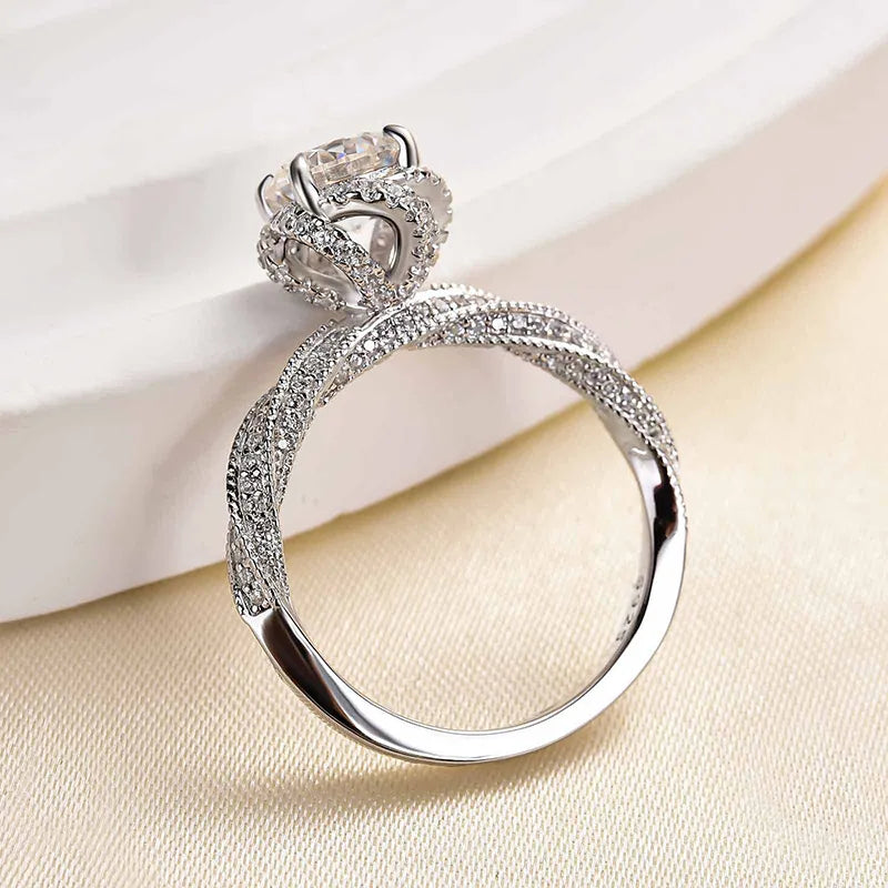 Rodiffy Moissanite 1.0 Ct Flower Design Promise Ring For Women