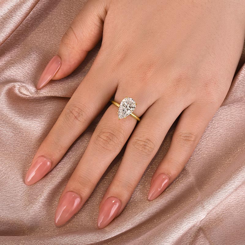 Rodiffy Moissanite 4.0 Ct Pear Cut Yellow Gold Engagement Ring For Women