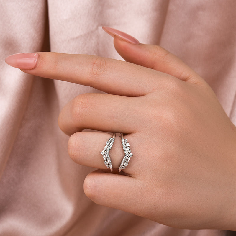 Rodiffy Moissanite Round Cut Jacket White Gold Stack Wedding Band