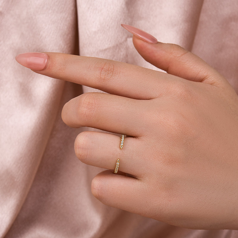 Rodiffy Open Moissanite Diamond Pavé Spacer Ring