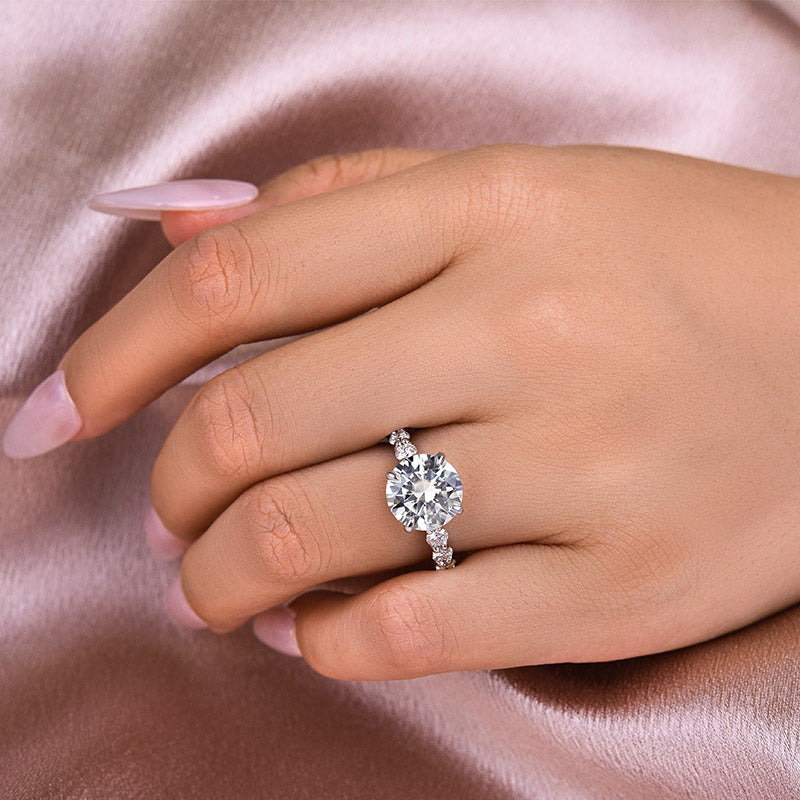 Rodiffy Moissanite 2.0Ct~4.0 Ct Round White Gold Engagement Ring