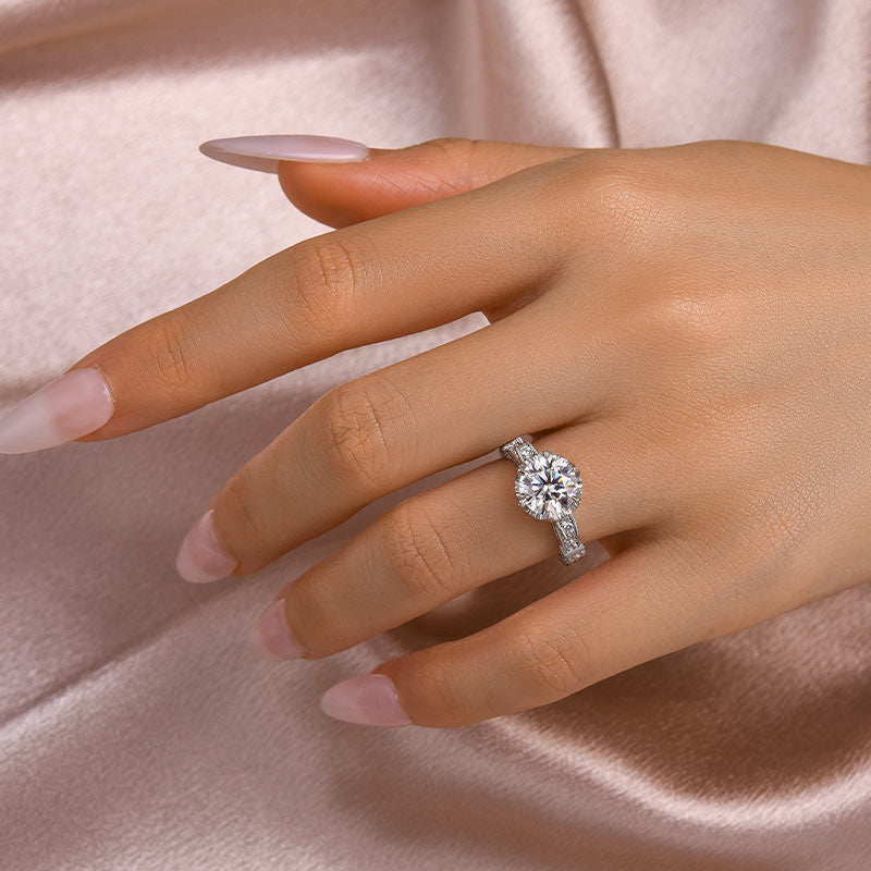 Rodiffy Moissanite 2.0Ct Round Cut Twist White Gold Promise Bridal Ring
