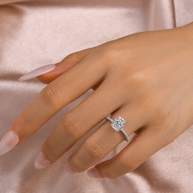 Rodiffy Moissanite 2.0 Ct~3.5 Ct Radiant Cut White Gold Engagement Ring For Women