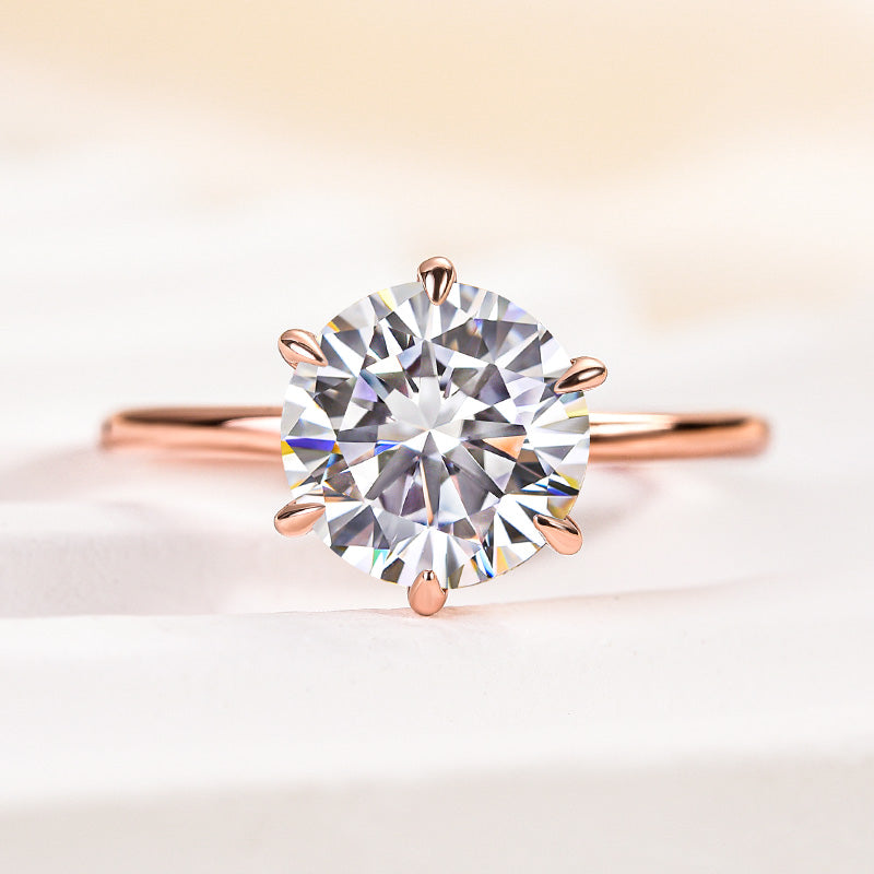 Rodiffy Moissanite 2.0 Ct Round Cut 6 Prong Rose Gold Engagement Ring