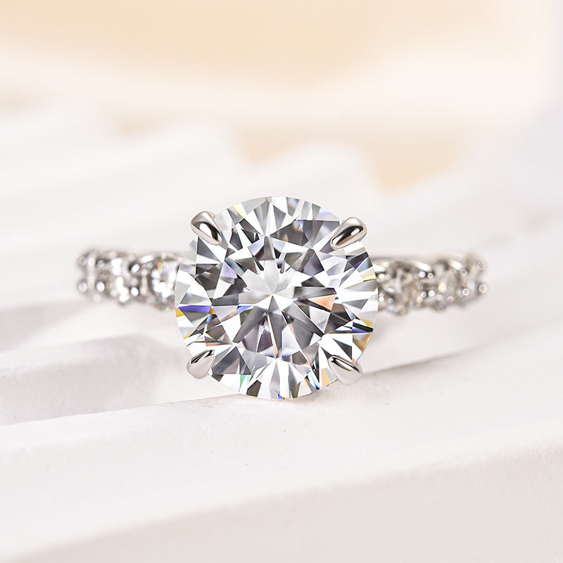 Rodiffy Moissanite 2.0Ct~4.0 Ct Round White Gold Engagement Ring