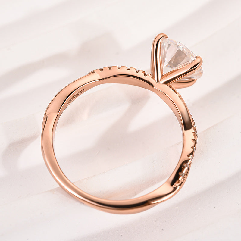 Rodiffy Moissanite 2.0 Ct Twist Rose Gold Pave Promise Bridal Ring