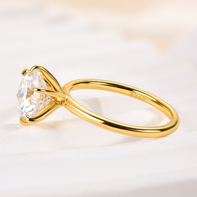 Rodiffy Moissanite 2.0 Ct Round Cut 6 Prong Yellow Gold Engagement Ring