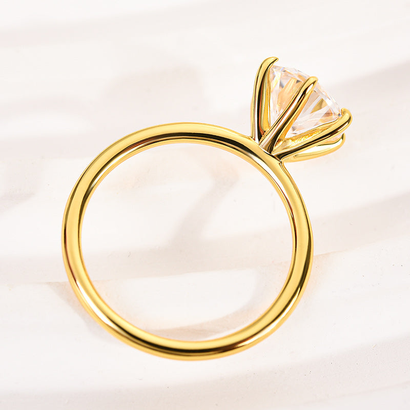 Rodiffy Moissanite 2.0 Ct Round Cut 6 Prong Yellow Gold Engagement Ring
