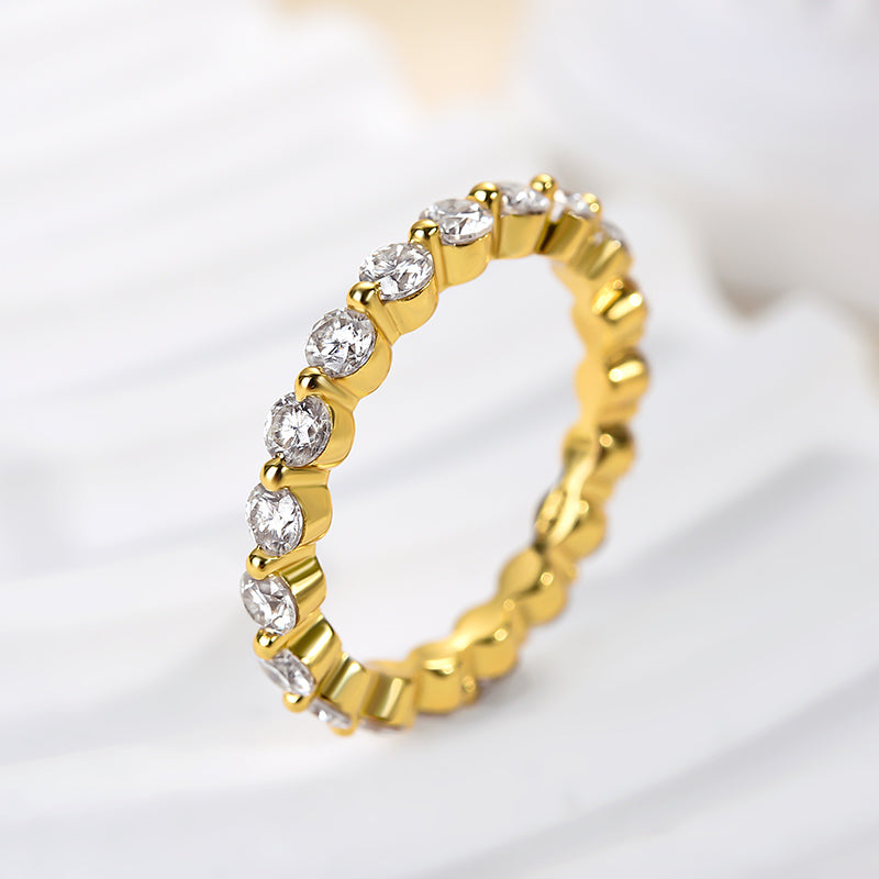 Rodiffy Moissanite 1.0Ct ~1.5 Ct Round Cut Yellow Gold Anniversary Ring