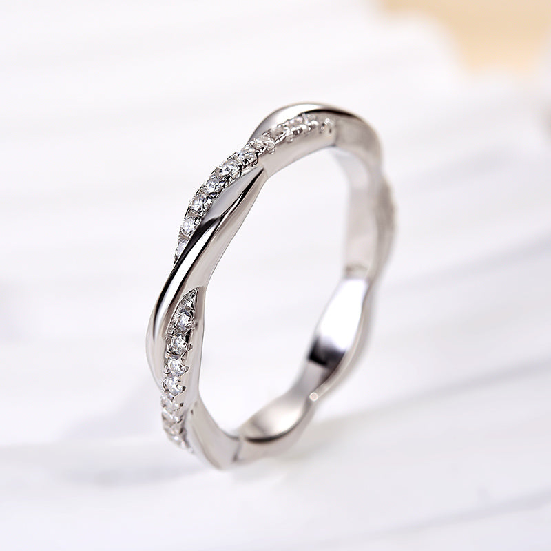 Rodiffy Moissanite 0.3 Ct Round Cut Pave White Gold Wedding Band