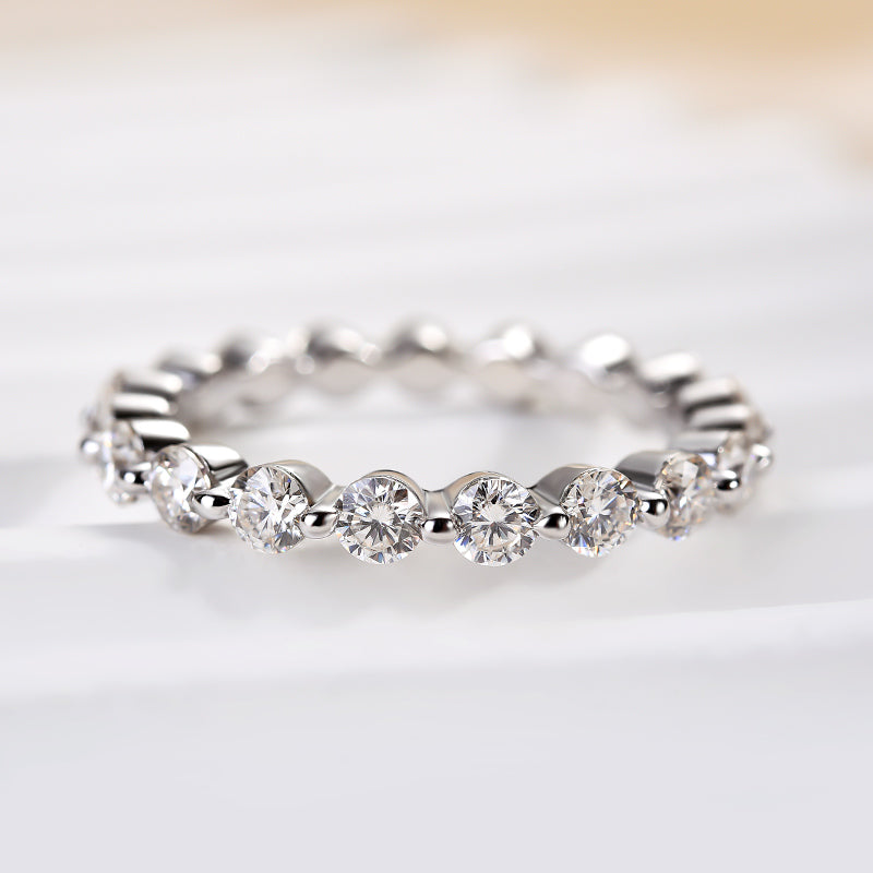 Rodiffy Moissanite 1.0 Ct~ 1.5 Ct Round Cut White Gold Anniversary Ring