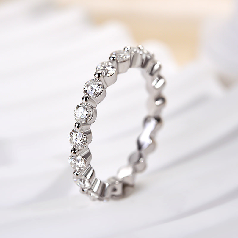 Rodiffy Moissanite 1.0 Ct~ 1.5 Ct Round Cut White Gold Anniversary Ring