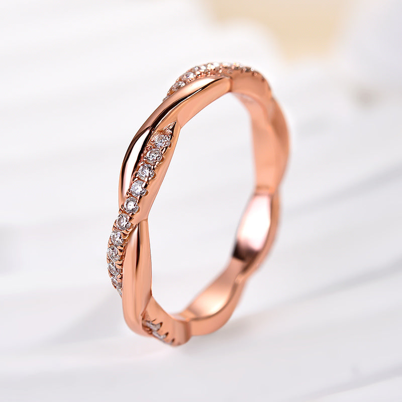 Rodiffy Moissanite 0.3 Ct Round Cut Pave Rose Gold Wedding Band