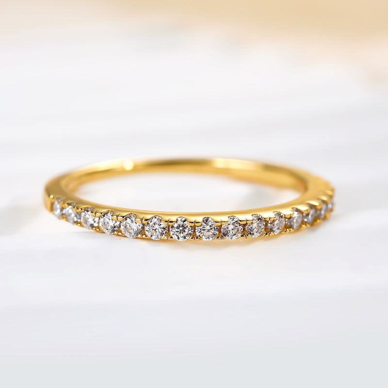 Rodiffy Moissanite 0.5 Ct Round Cut Yellow Gold Anniversary Ring