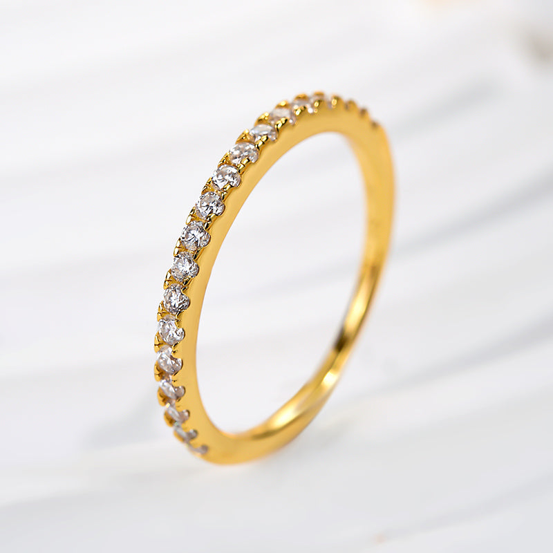 Rodiffy Moissanite 0.5 Ct Round Cut Yellow Gold Anniversary Ring