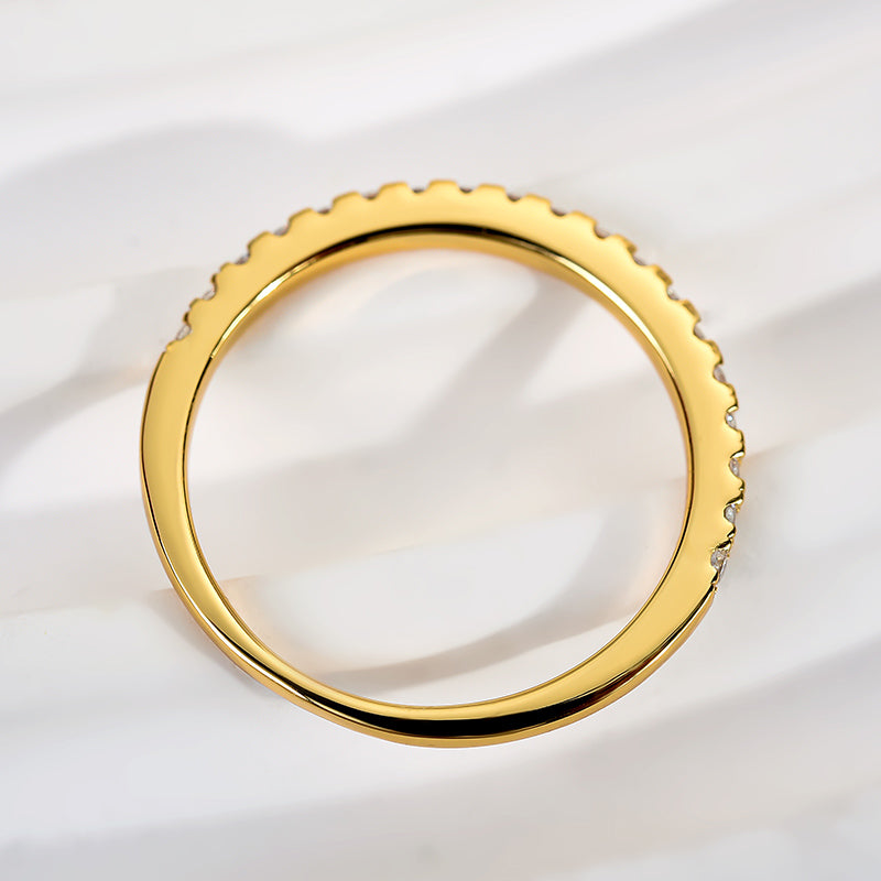 Rodiffy Moissanite 0.5 Ct Round Cut Yellow Gold Anniversary Ring