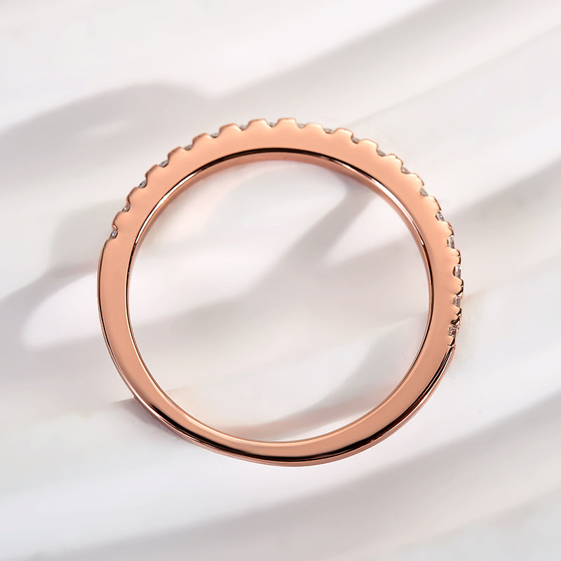 Rodiffy Moissanite 0.5 Ct Round Cut Half Halo Rose Gold Anniversary Ring