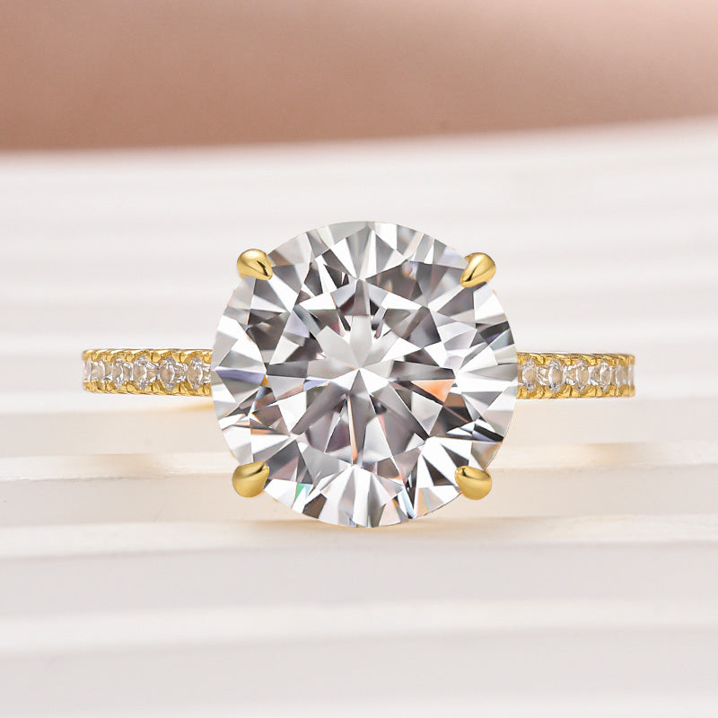 Rodiffy Moissanite 4.0 Ct Round Yellow Gold Engagement Ring