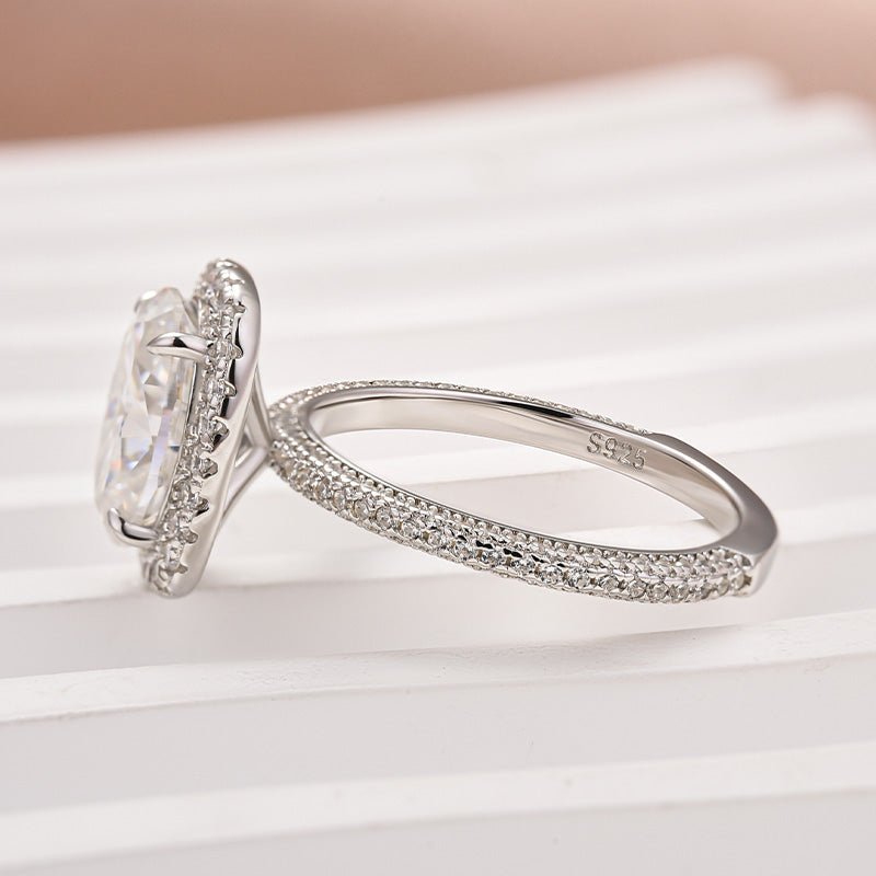 Rodiffy Moissanite 2.5 Ct Halo Oval Cut Promise Ring For Women