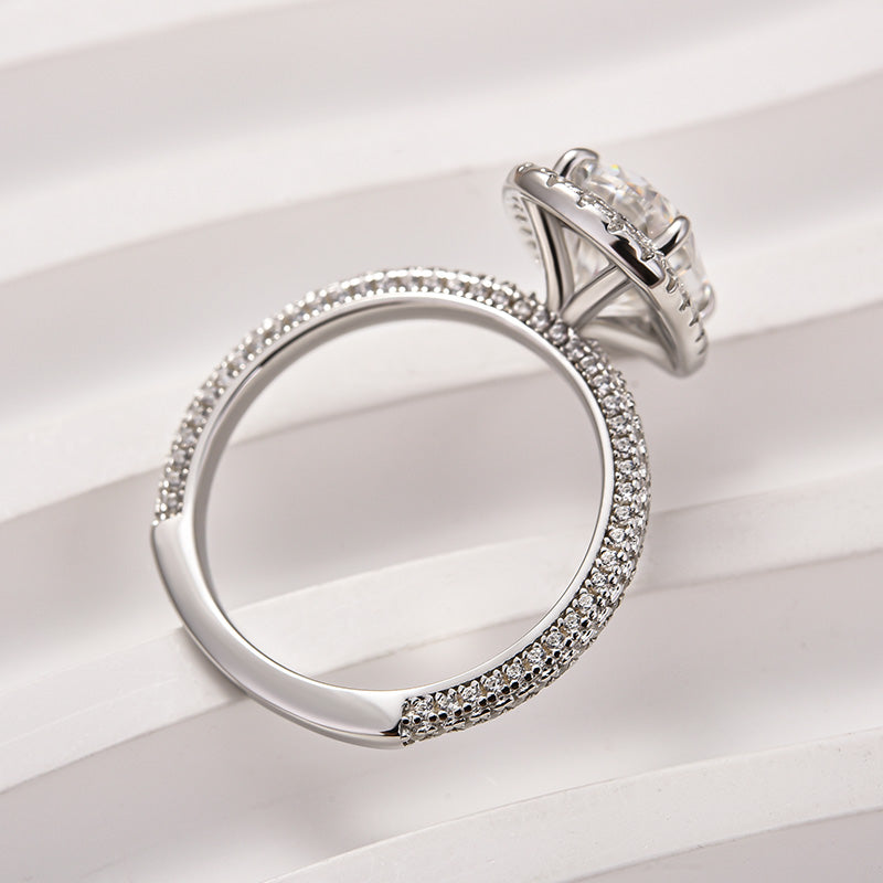 Rodiffy Moissanite 2.5 Ct Halo Oval Cut Promise Ring For Women