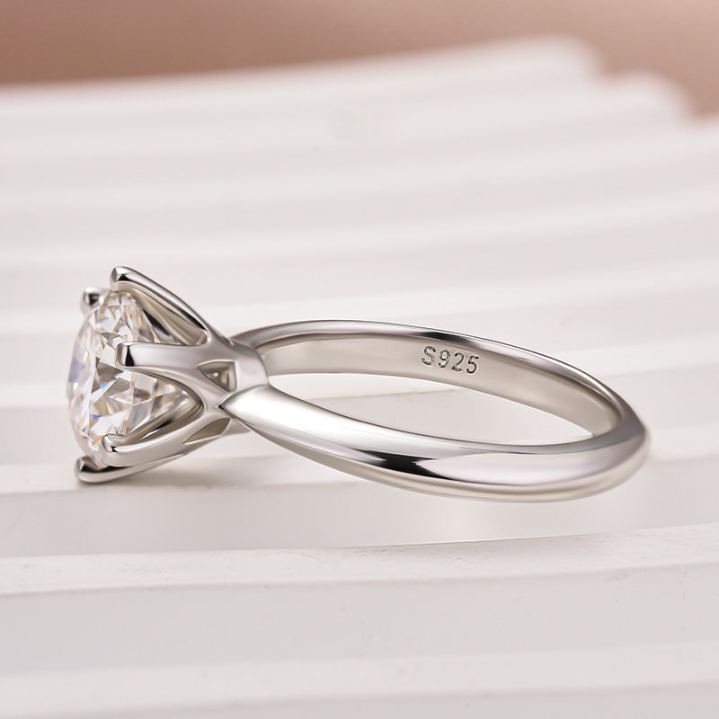 Rodiffy Moissanite 2.0 Ct ~3.0Ct Round Cut 6 Prong White Gold Engagement Ring