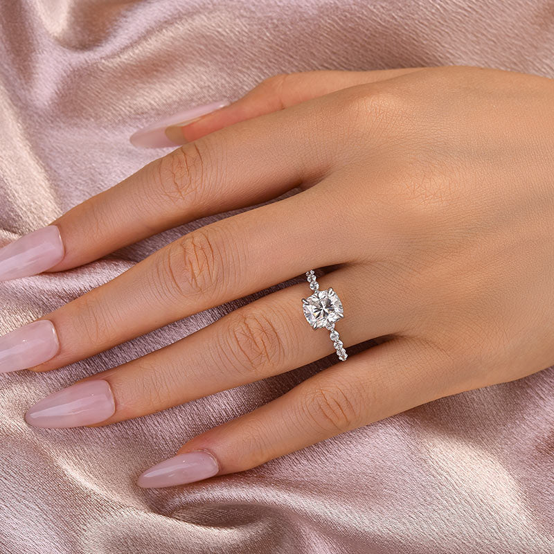 Rodiffy Moissanite 2.0 Ct White Gold Cushion Cut Bridal Ring