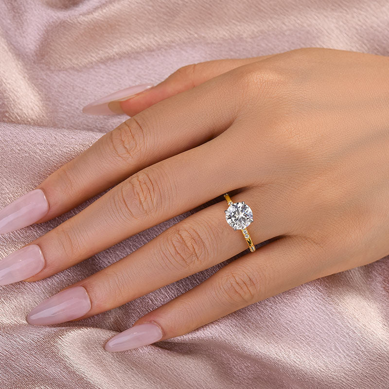 Rodiffy Moissanite 2.0Ct Round Cut Elegant Two-tone Engagement Ring