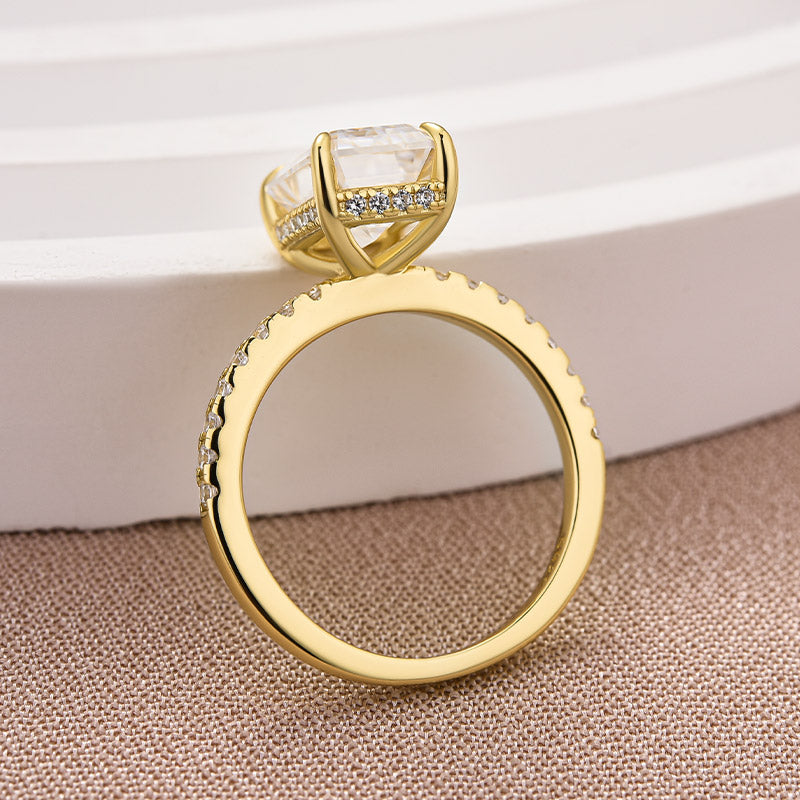 Rodiffy Moissanite 3.5 Ct Emerald Cut Yellow Gold Engagement Ring For Women