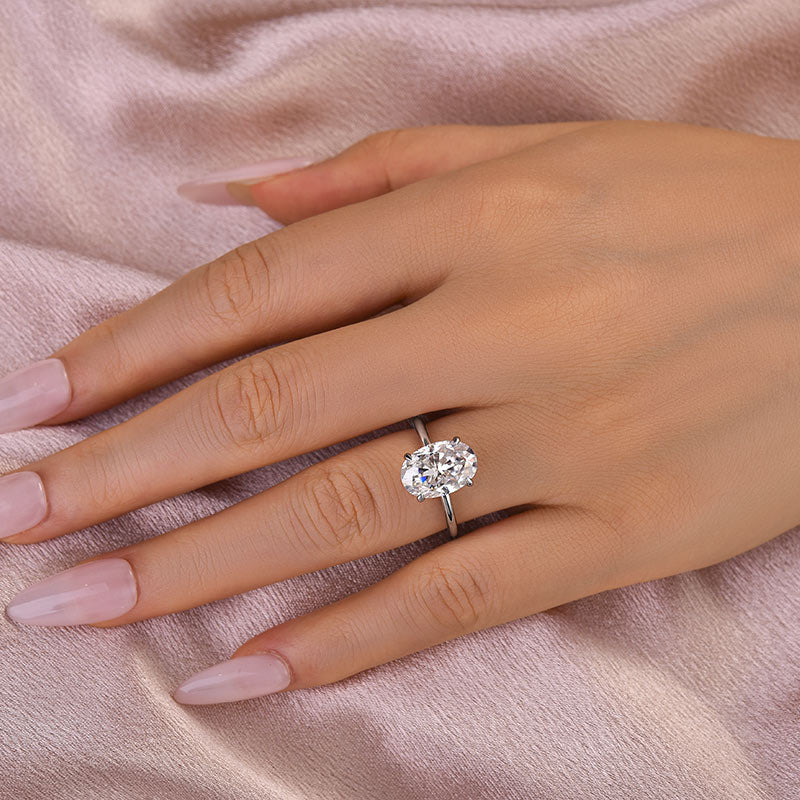Rodiffy Moissanite 4.0Ct~5.5Ct Oval Cut Promise Ring For Women